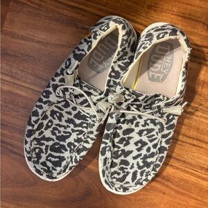 Hey Dude Black and Cream Checkered Shoes